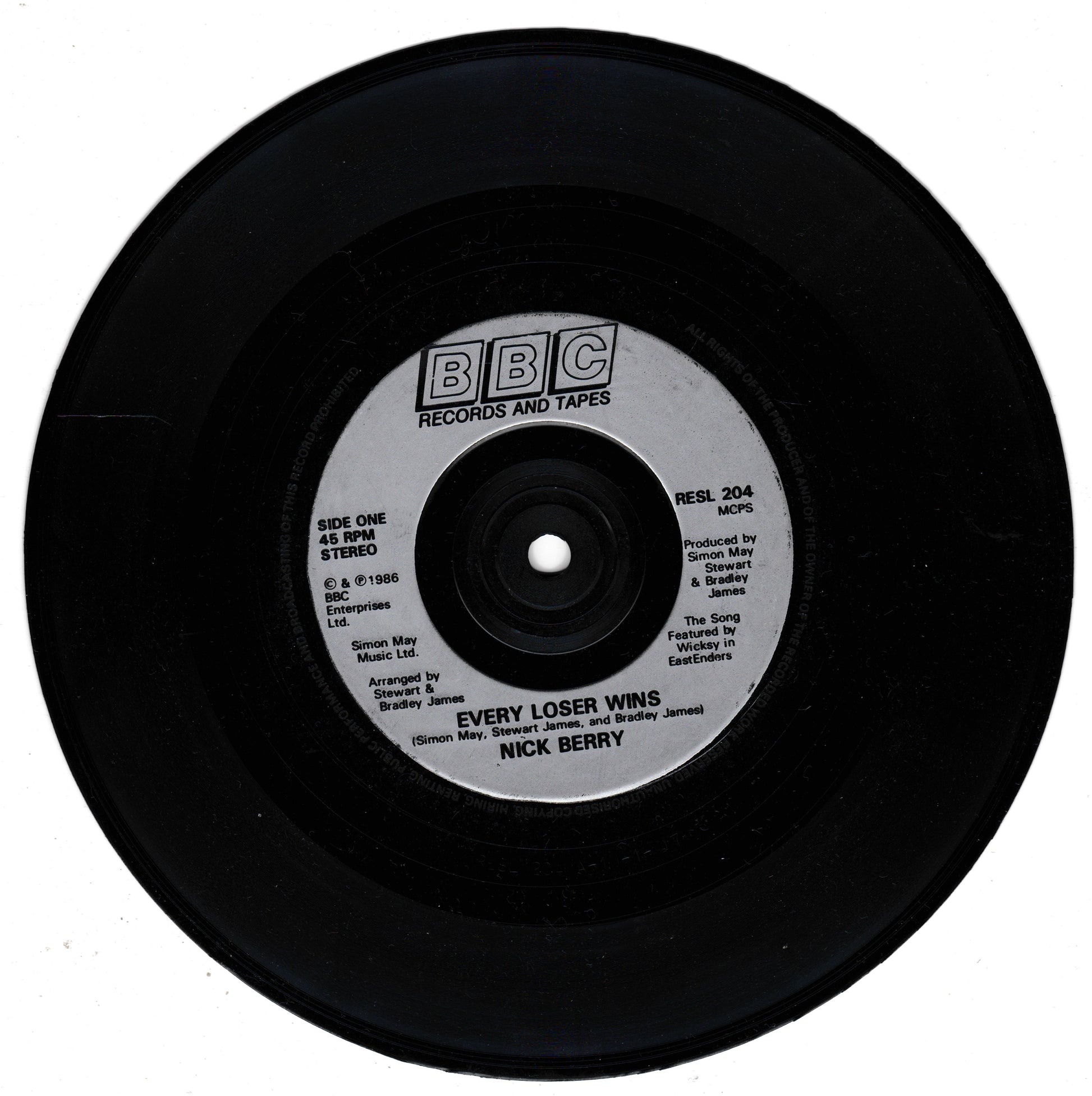 Black vinyl record with BBC Records and Tapes label