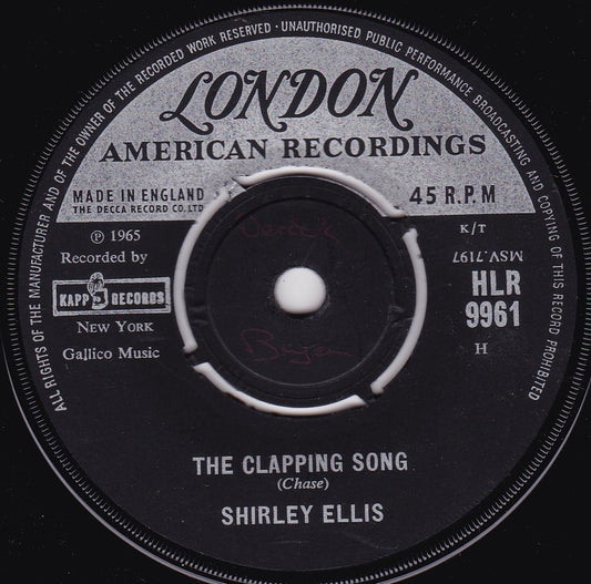 Shirley Ellis - The Clapping Song (London 1965) 7" vinyl single G+/-