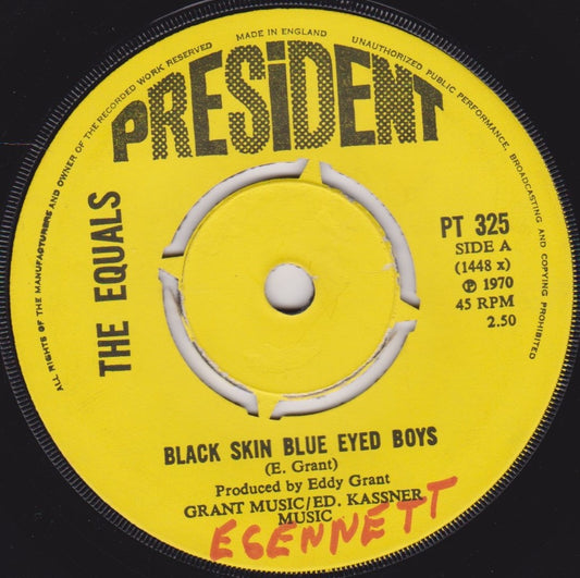 The Equals ‎– Black Skin Blue Eyed Boys (President 1970) 7" vinyl single G+/-