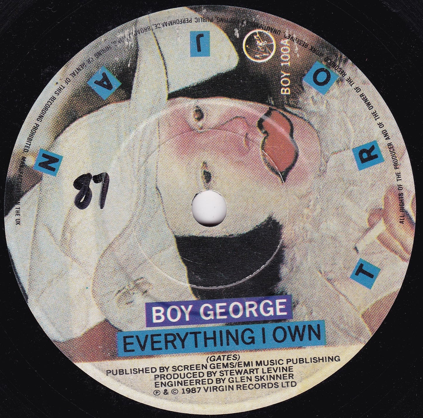 Boy George - Everything I Own (Virgin 1987) 7" vinyl P/S single G+/VG