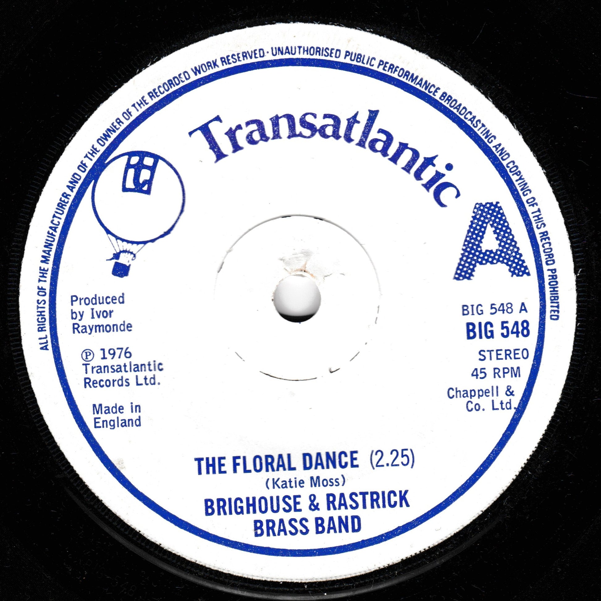 Record label from Transatlantic Records with blue text on a white background