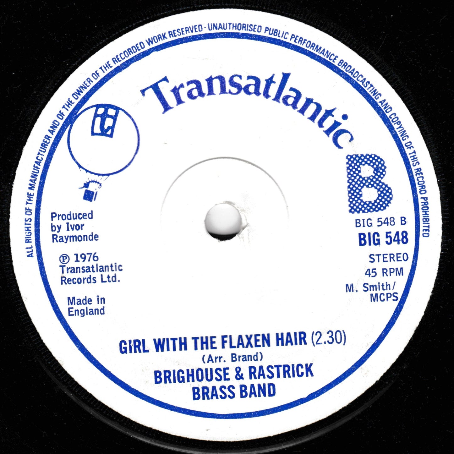 Record label from Transatlantic Records with text and branding.
