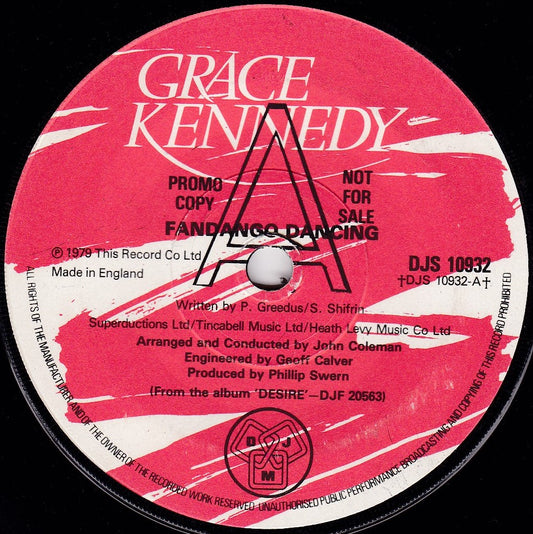 Grace Kennedy ‎– Fandango Dancing (DJM 1979) 7" vinyl single G+/- promo