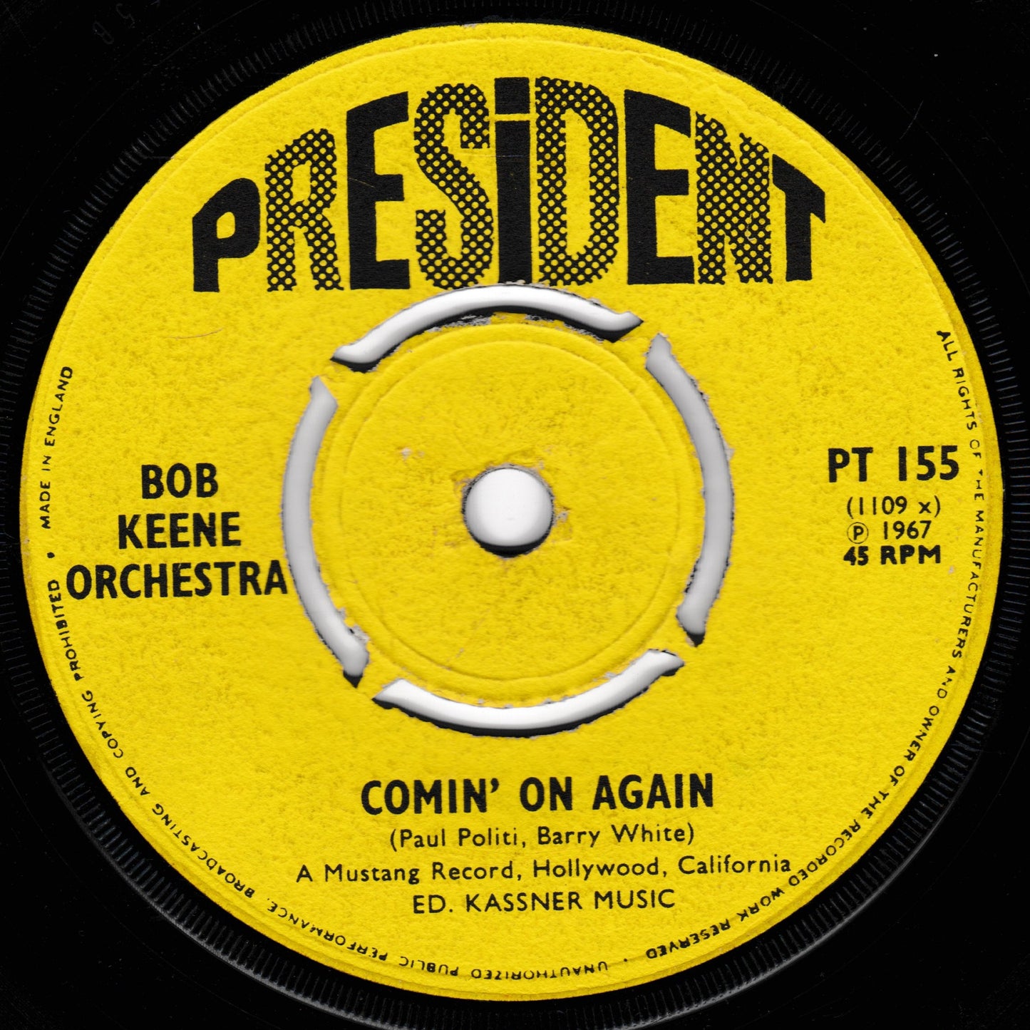 Felice Taylor - I Feel Love Comin' On (President 1967) 7" vinyl single VG/-