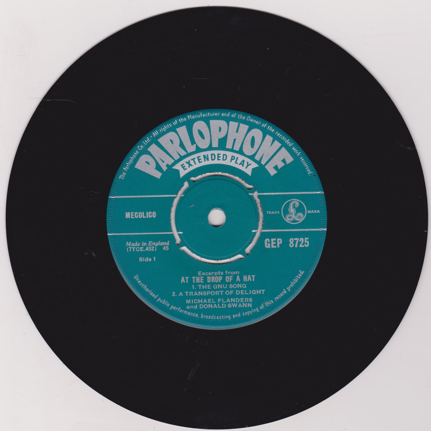 Michael Flanders And Donald Swann ‎– Excerpts From "At The Drop Of A Hat" (Parlophone) 7" vinyl P/S EP VG/VG