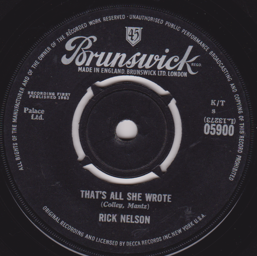 Record label from a Brunswick record with text and branding.