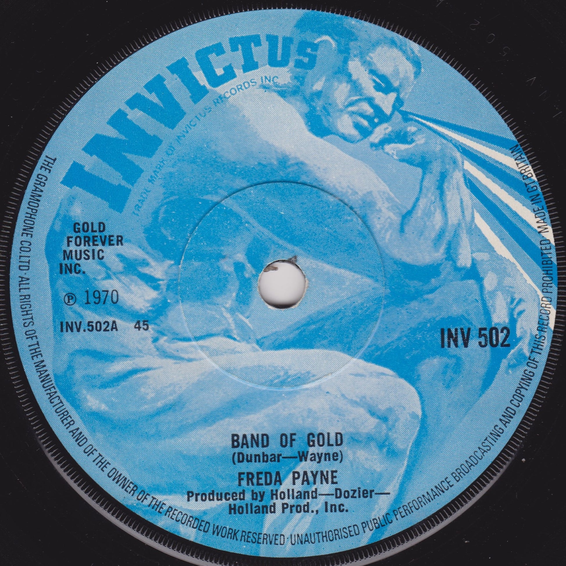 Record label with 'Invictus' branding and text