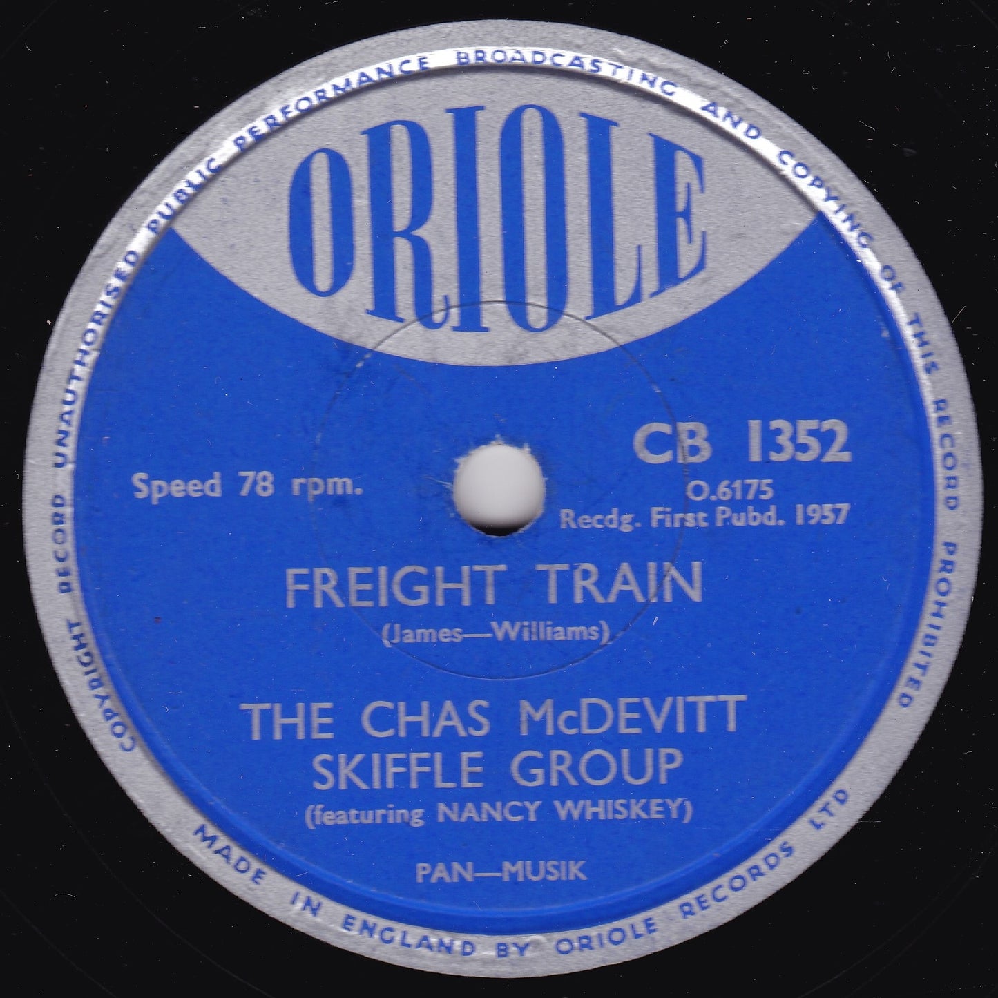 The Chas McDevitt Skiffle Group - Freight Train (Oriole 1957) 10" shellac G+/-