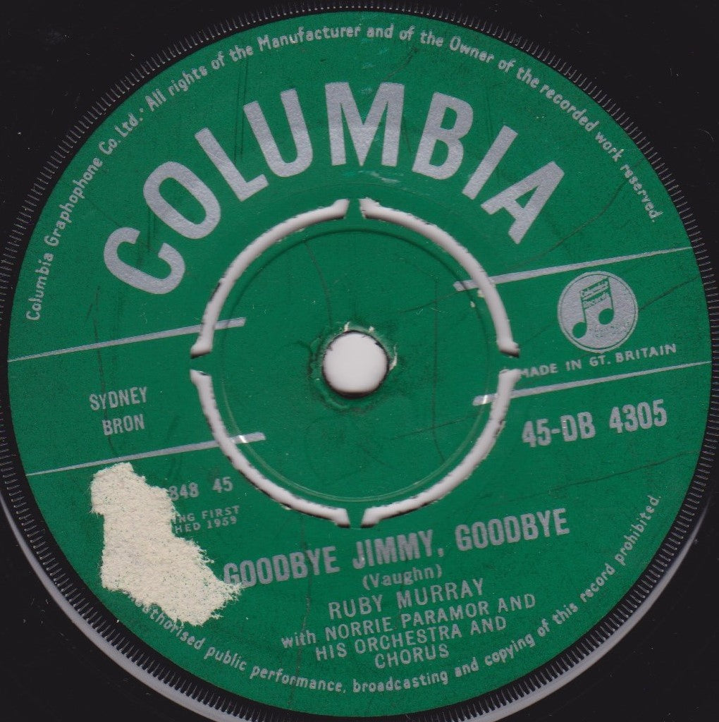 Ruby Murray – Goodbye Jimmy, Goodbye (Columbia 1959) 7" vinyl single VG/-