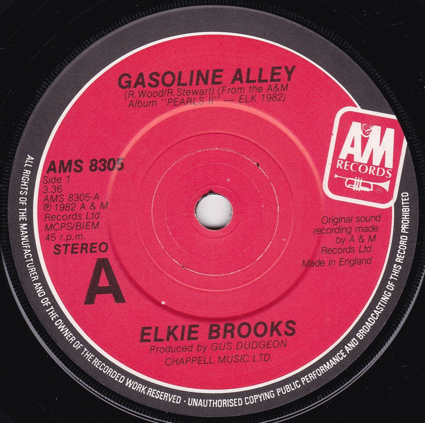 Elkie Brooks – Gasoline Alley (A&M 1983) 7" vinyl P/S single G+/VG