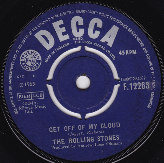 The Rolling Stones – Get Off Of My Cloud (Decca 1965) 7" vinyl single VG/-