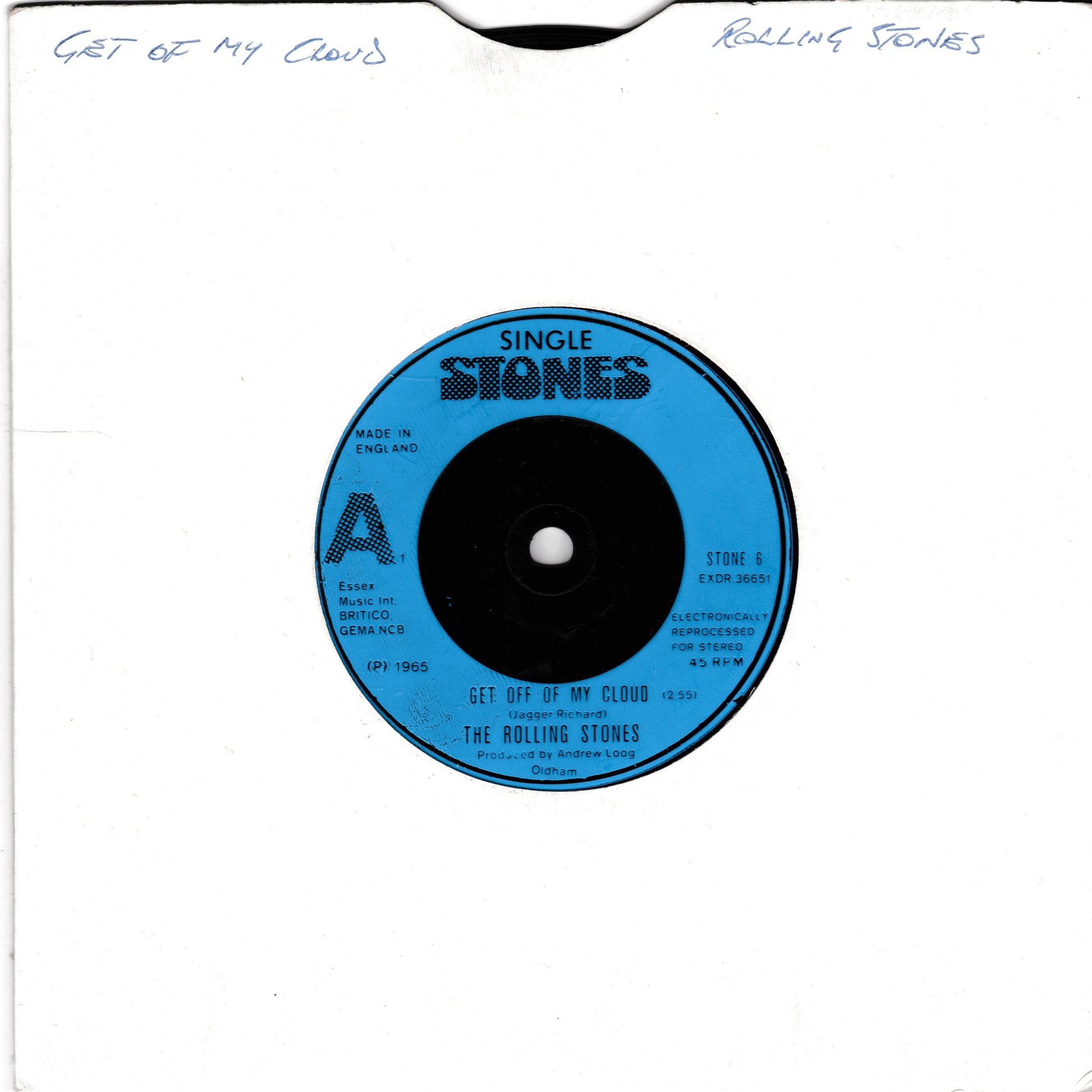 Record label from The Rolling Stones' 'Get Off of My Cloud' single