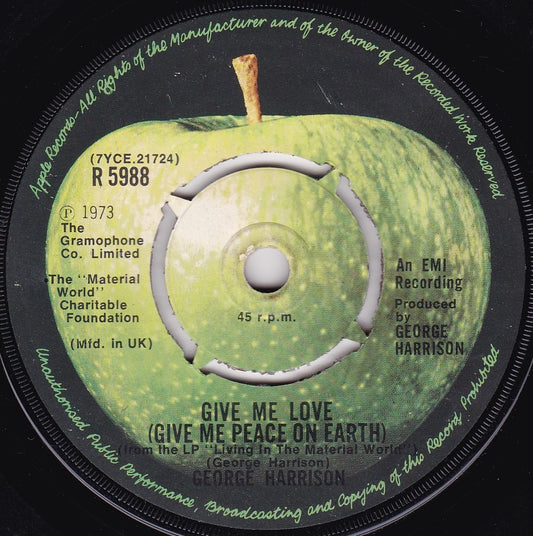 George Harrison – Give Me Love (Give Me Peace On Earth) (Apple 1973) 7" vinyl single G+/-