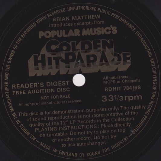Brian Matthew Introduces Excerpts From Popular Music's Golden Hit Parade 7" flexi-disc, single sided VG/-