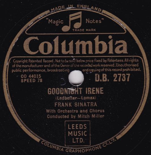 Frank Sinatra ‎– Goodnight Irene (Capitol 1950) 10" shellac VG/VG