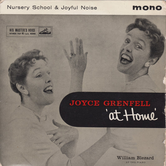 EP cover of 'Joyce Grenfell at Home' featuring two people with a black banner displaying the EP title.