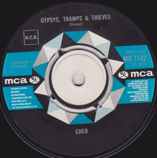 Cher ‎– Gypsys, Tramps & Thieves (MCA 1971) 7" vinyl single G+/-