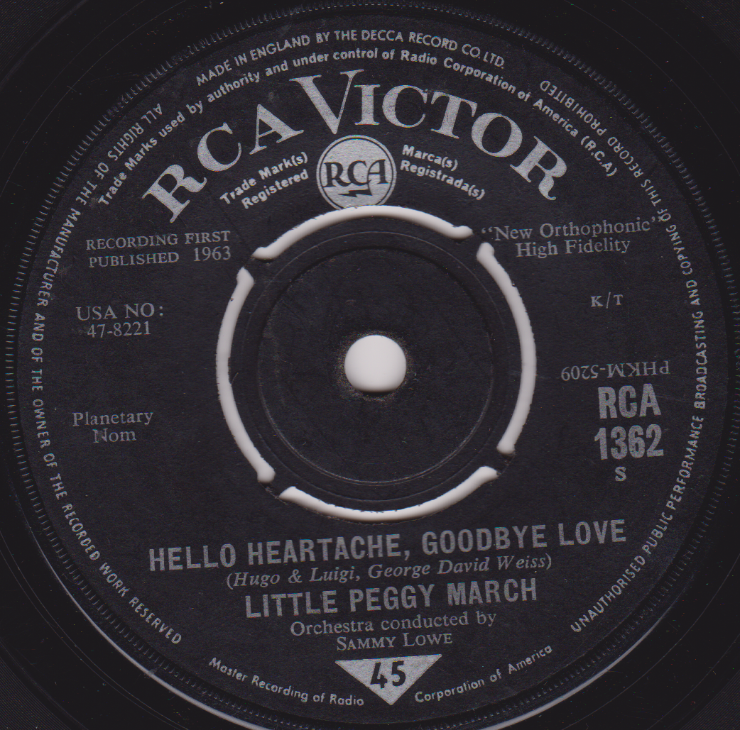 Little Peggy March – Hello Heartache, Goodbye Love (RCA 1963) 7" vinyl single G/-
