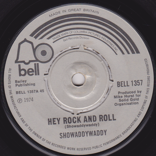 Showaddywaddy - Hey Rock And Roll (Bell 1974) 7" vinyl single VG/-