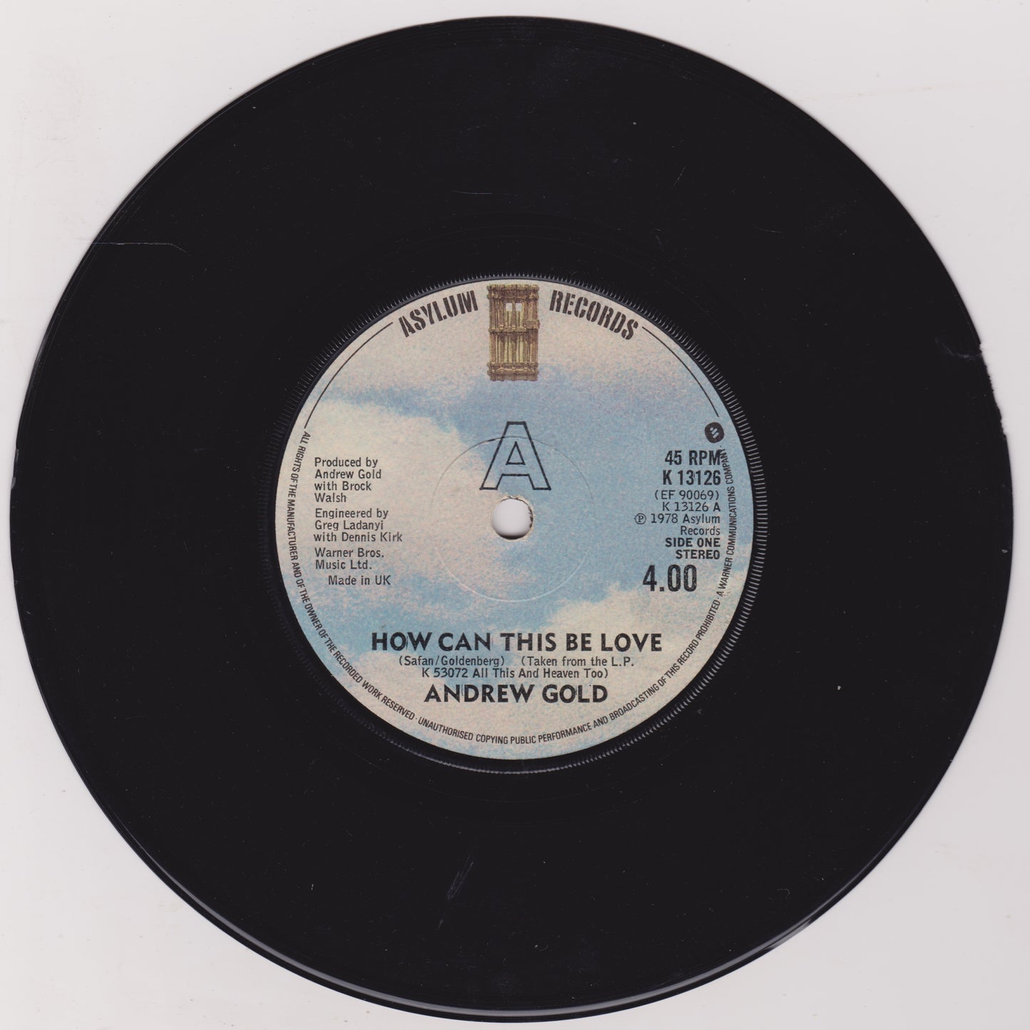 Andrew Gold ‎– How Can This Be Love (Asylum 1978) 7" vinyl single G+/-