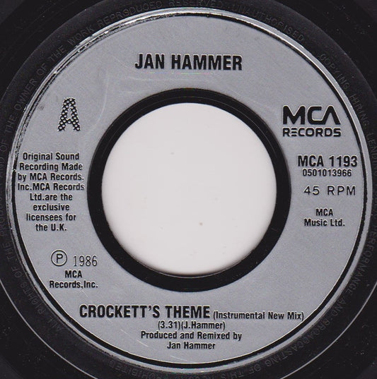 Jan Hammer – Crockett's Theme (MCA 1986) 7" vinyl single VG/- jukebox centre