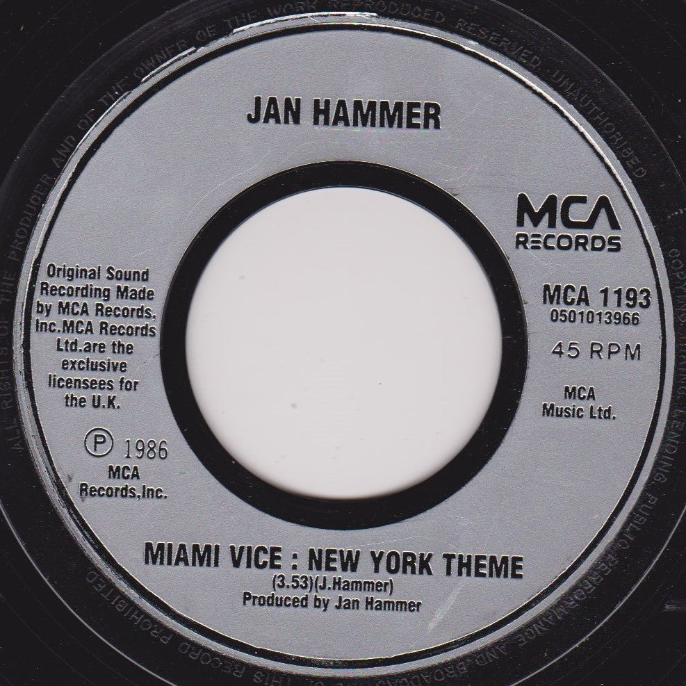 Jan Hammer – Crockett's Theme (MCA 1986) 7" vinyl single VG/- jukebox centre