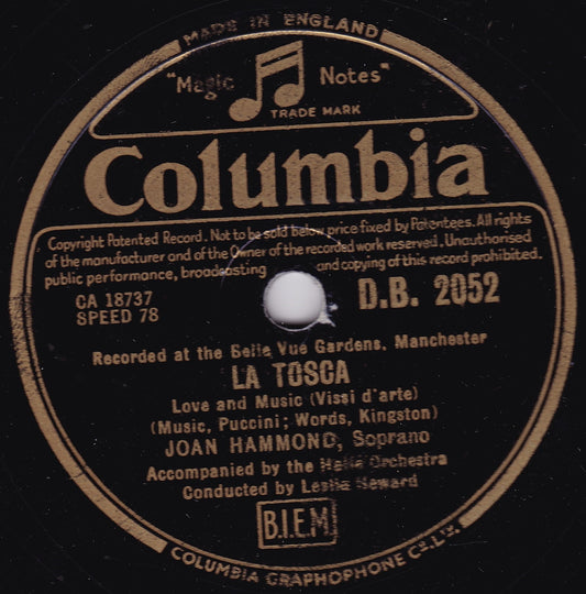 Jean Hammond - La Tosca (Columbia 1941) 10" shellac VG/-