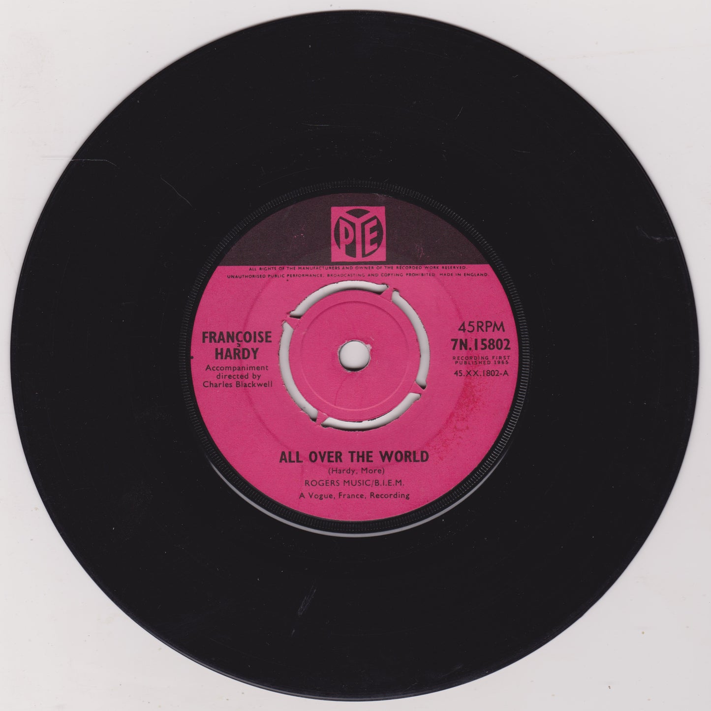 Françoise Hardy ‎– All Over The World (Pye 1965) 7" vinyl single VG/-