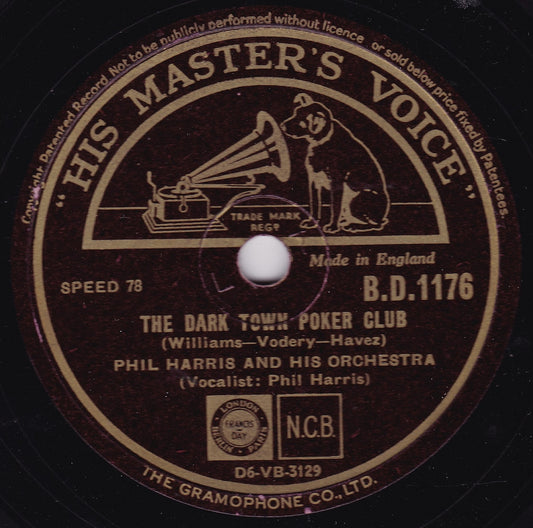 Phil Harris And His Orchestra – The Dark Town Poker Club (HMV) 10" shellac VG/-