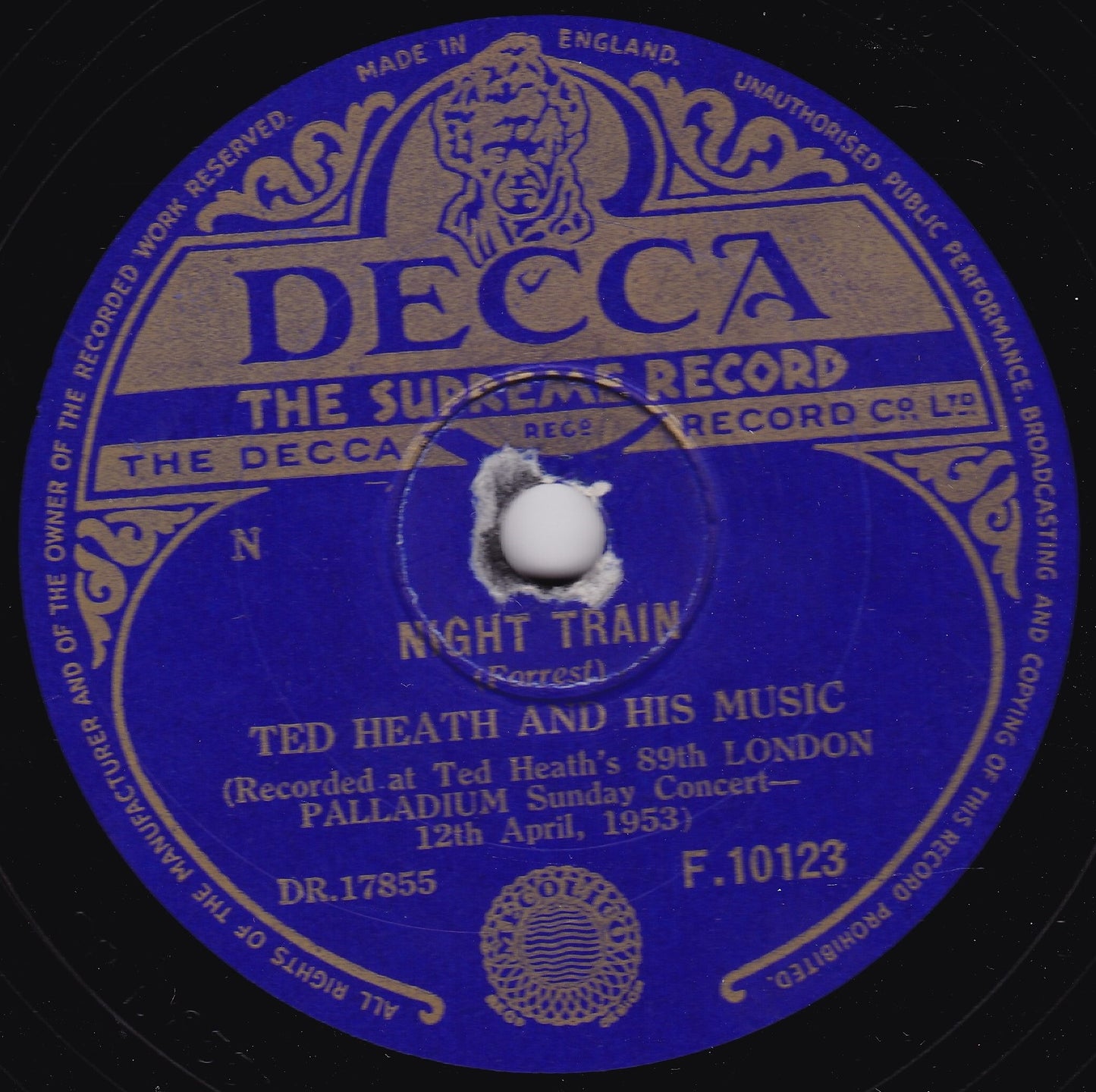 Ted Heath And His Music – The Hawk Talks / Night Train (1953) 10" shellac VG/-