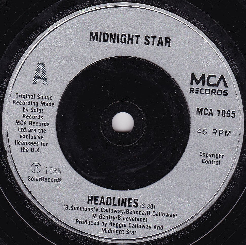 Midnight Star ‎– Headlines (7" Pop Mix) (MCA 1986) 7" vinyl single G+/-