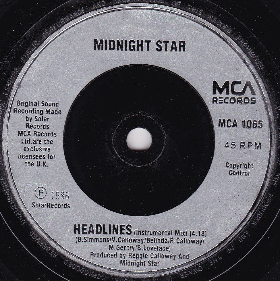 Midnight Star ‎– Headlines (7" Pop Mix) (MCA 1986) 7" vinyl single G+/-