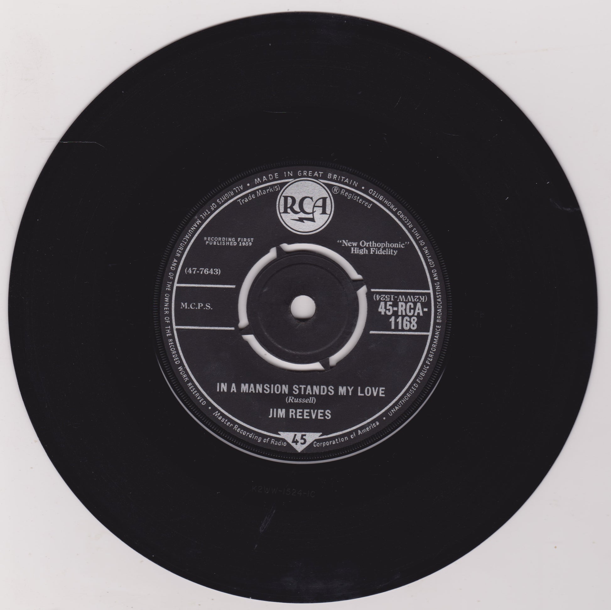 Black vinyl record with RCA label on a white background
