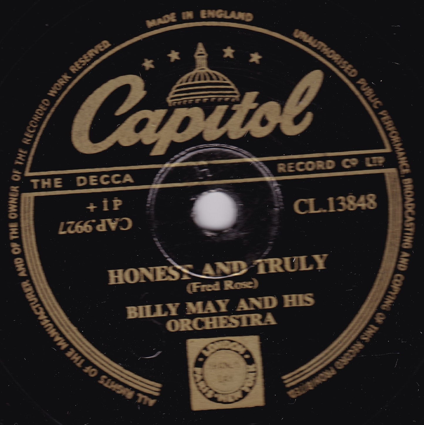 Billy May & His Orchestra ‎– High Noon (Capitol 1952) 10" shellac VG/-