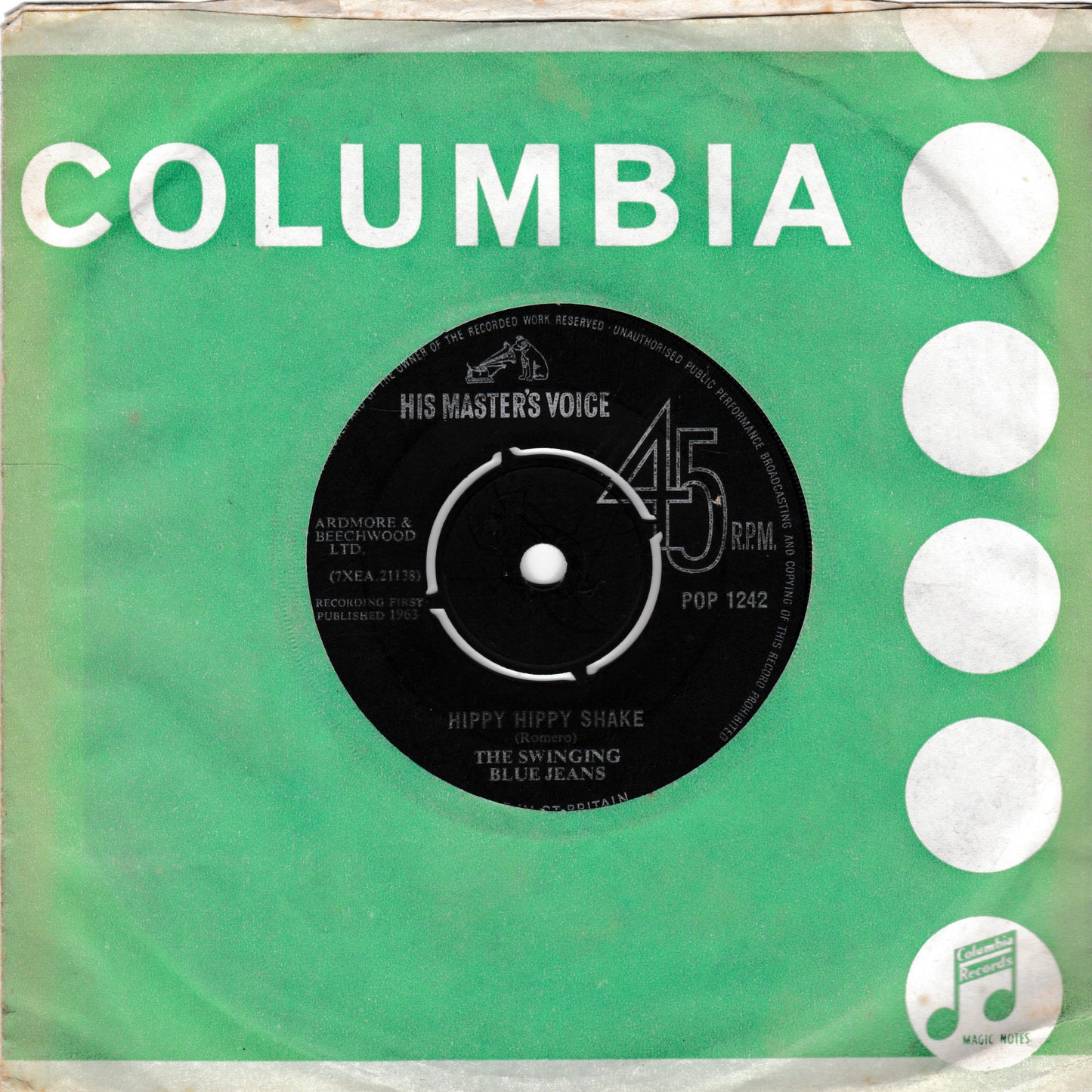 The Swinging Blue Jeans – Hippy Hippy Shake (HMV 1963) 7" vinyl single VG/-