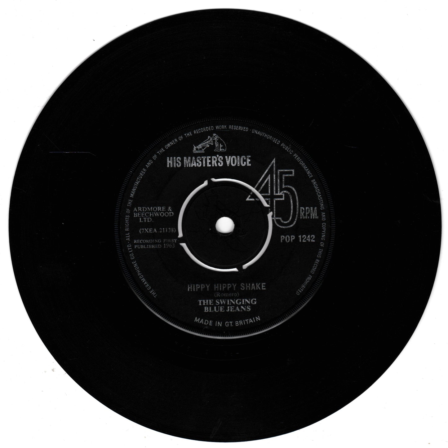 The Swinging Blue Jeans – Hippy Hippy Shake (HMV 1963) 7" vinyl single VG/-