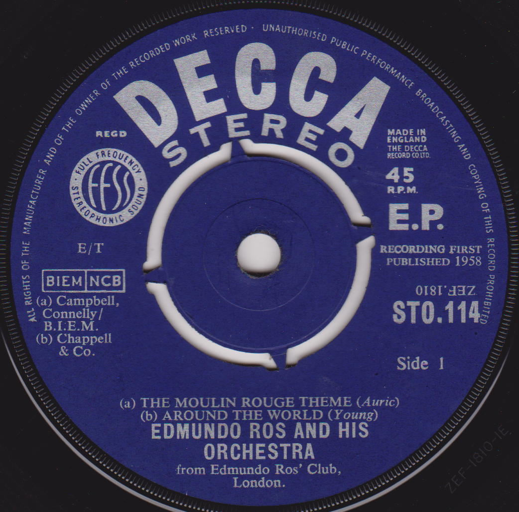 Edmundo Ros And His Orchestra – Hollywood Cha Cha Cha (Decca 1959) 7" vinyl EP G+/-