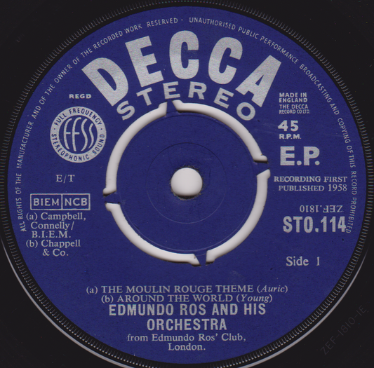 Edmundo Ros And His Orchestra – Hollywood Cha Cha Cha (Decca 1959) 7" vinyl EP G+/-