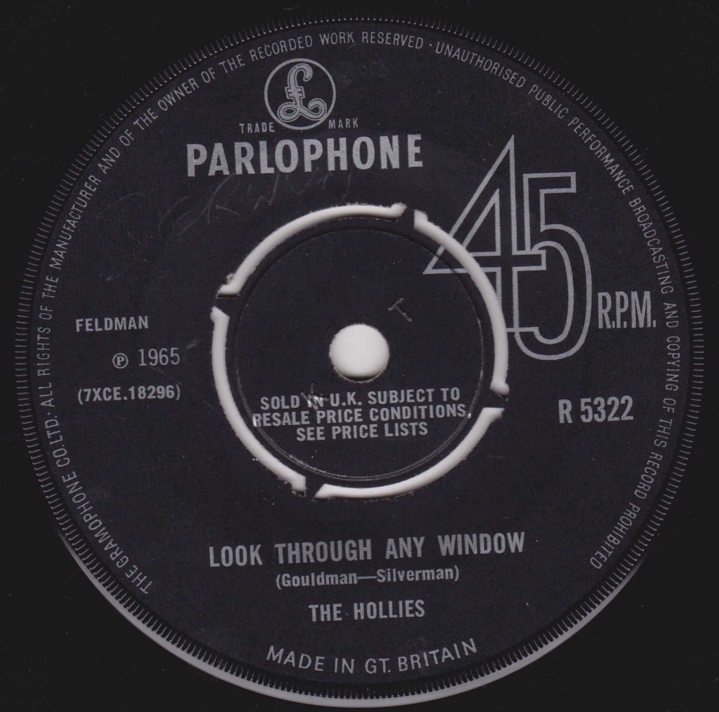 The Hollies – Look Through Any Window (Parlophone 1965) 7" vinyl single VG/-