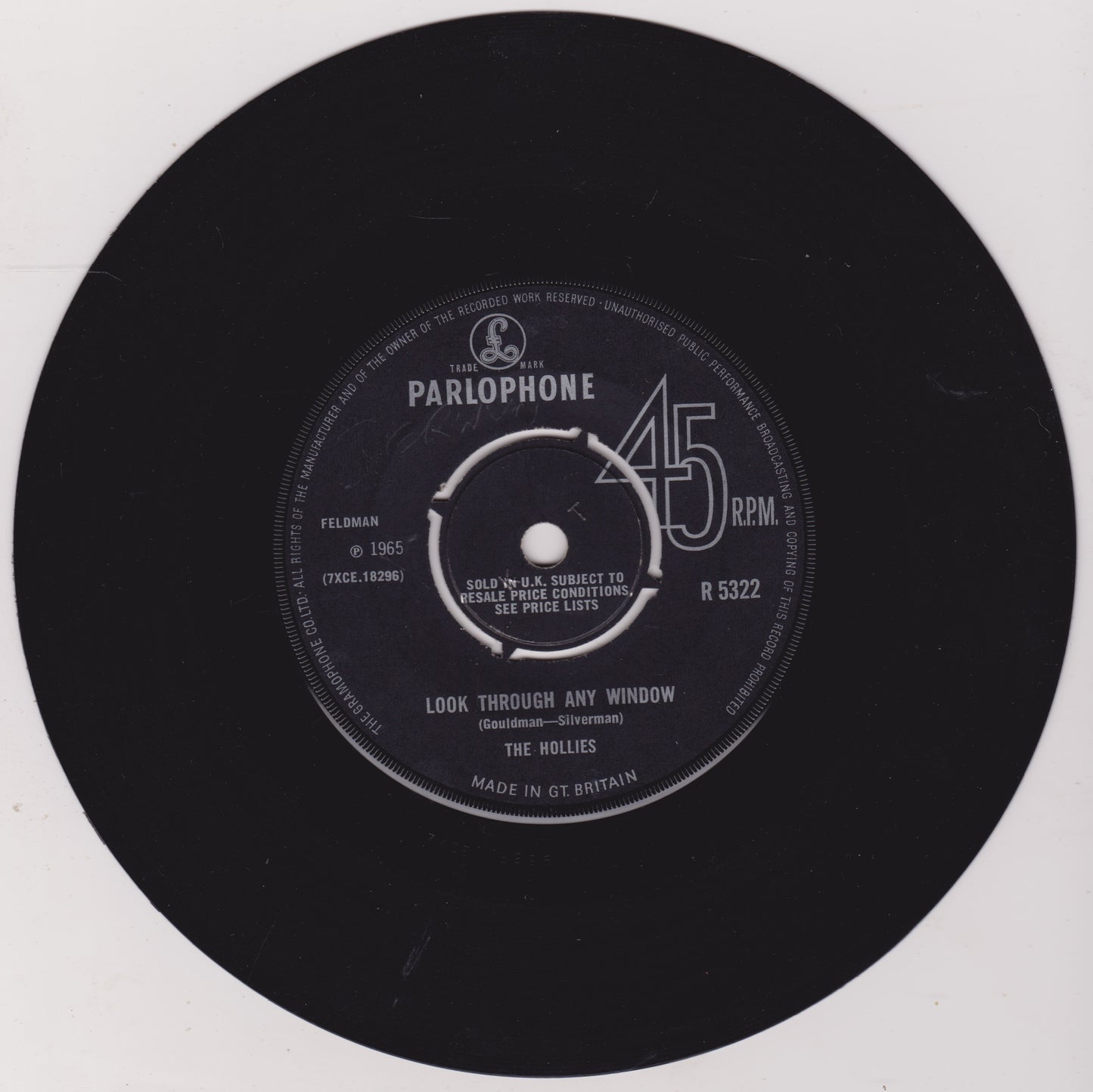 The Hollies – Look Through Any Window (Parlophone 1965) 7" vinyl single VG/-
