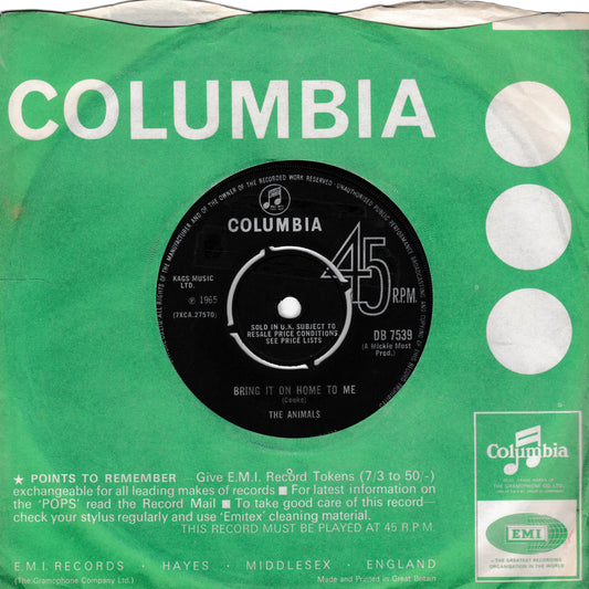 Columbia record label on a green background with text and branding.