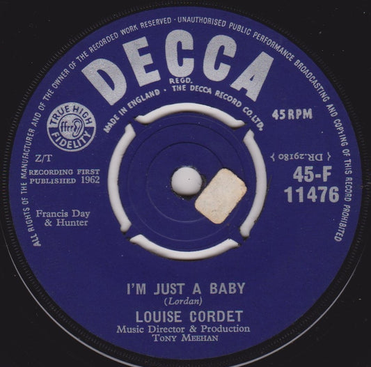 Louise Cordet - I'm Just A Baby (Decca 1962) 7" vinyl single VG/-