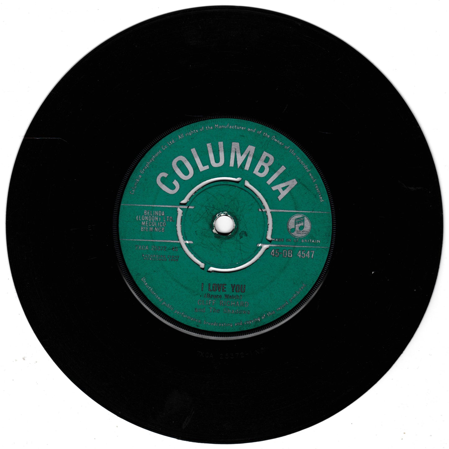 Cliff Richard And The Shadows ‎– I Love You (Columbia 1960) 7" vinyl single VG/VG