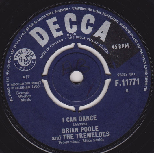 Brian Poole & The Tremeloes – I Can Dance (Decca 1963) 7" vinyl single VG/-