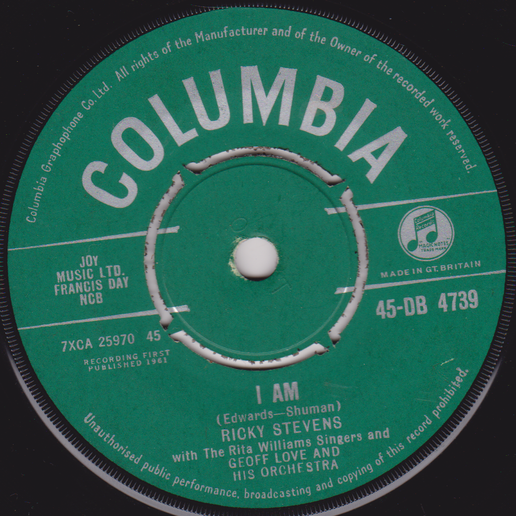 Ricky Stevens ‎– I Cried For You (Columbia 1961) 7" vinyl single VG/-