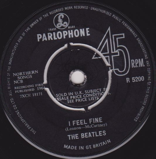 The Beatles ‎– I Feel Fine (Parlophone 1964) 7" vinyl single VG/-