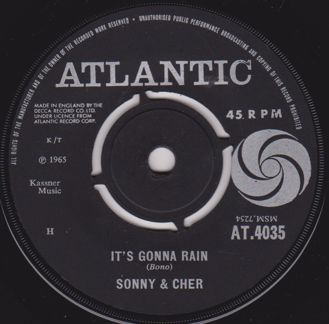 Record label for Sonny & Cher's 'It's Gonna Rain' on Atlantic Records