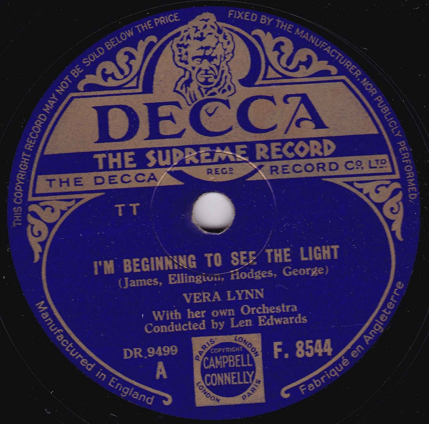 Vera Lynn – I'm Beginning To See The Light / Coming Home (Decca) 10" shellac VG