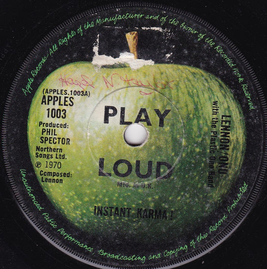 John Lennon ‎– Instant Karma! (Apple 1970) 7" vinyl single G+/-