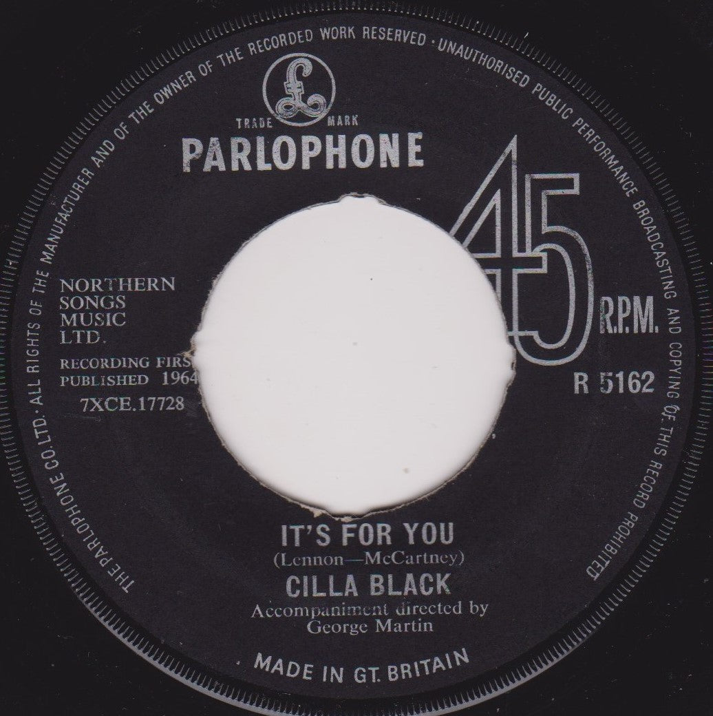 Cilla Black - It's For You (Parlophone 1964) 7" vinyl single VG/- jukebox